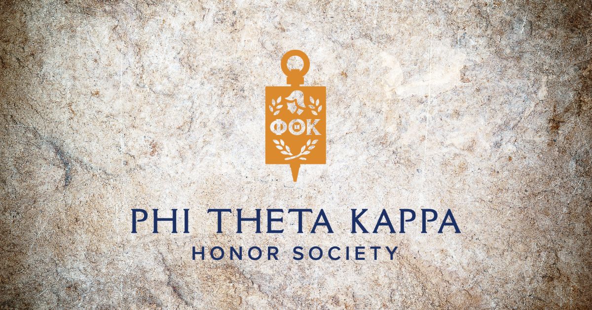 Phi Theta Kappa Honor Society logo with textured paper in the background. It brings to mind the many benefits of Phi Theta Kappa.