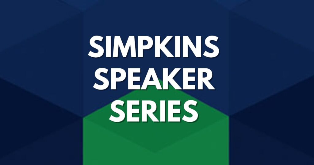 A blue and green background with white text that says "SIMPKINS SPEAKER SERIES". It's part of Brevard Bridge History.