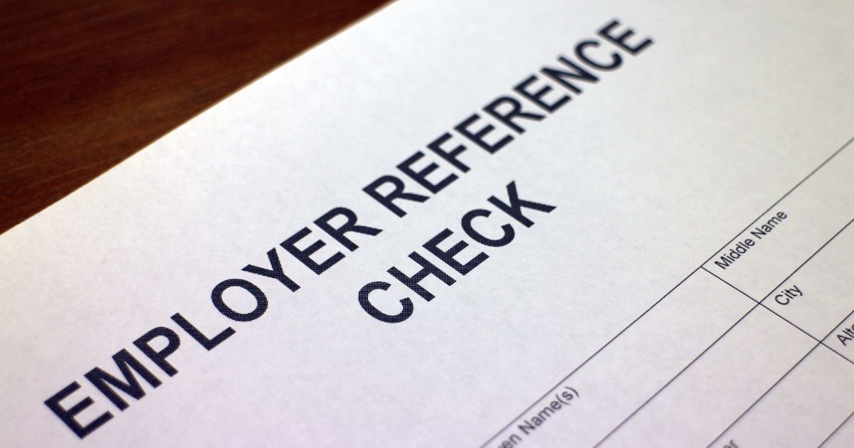 A piece of paper with the heading "Employer Reference Check." It evokes the topic of how to choose references.