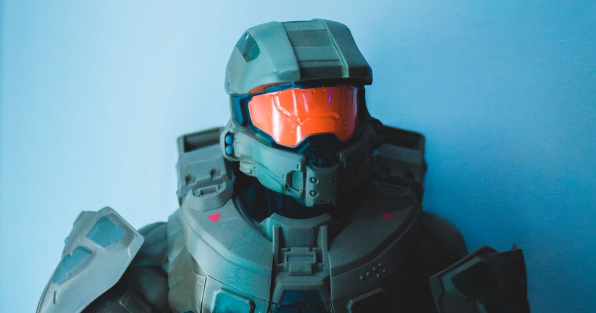 An action figure of a video game character, Master Chief, from Halo, one of the characters featured in the video game character MBTI matches.